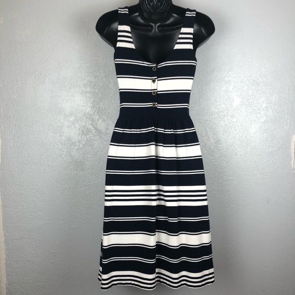 J. CREW navy white striped tank dress Sz XS - Picture 3 of 15